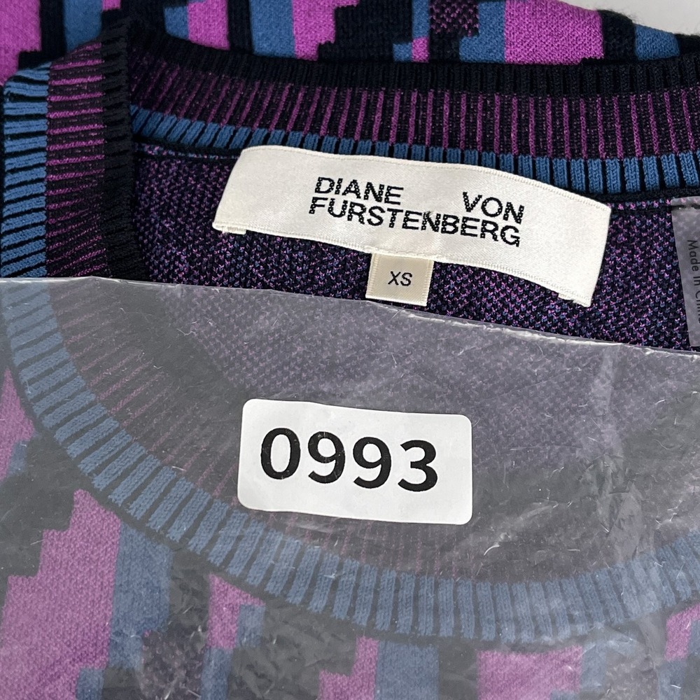 Diane Von Furstenberg Anahi Wool-blend Sheath Dress Purple Women's Size XS - Picture 9 of 13